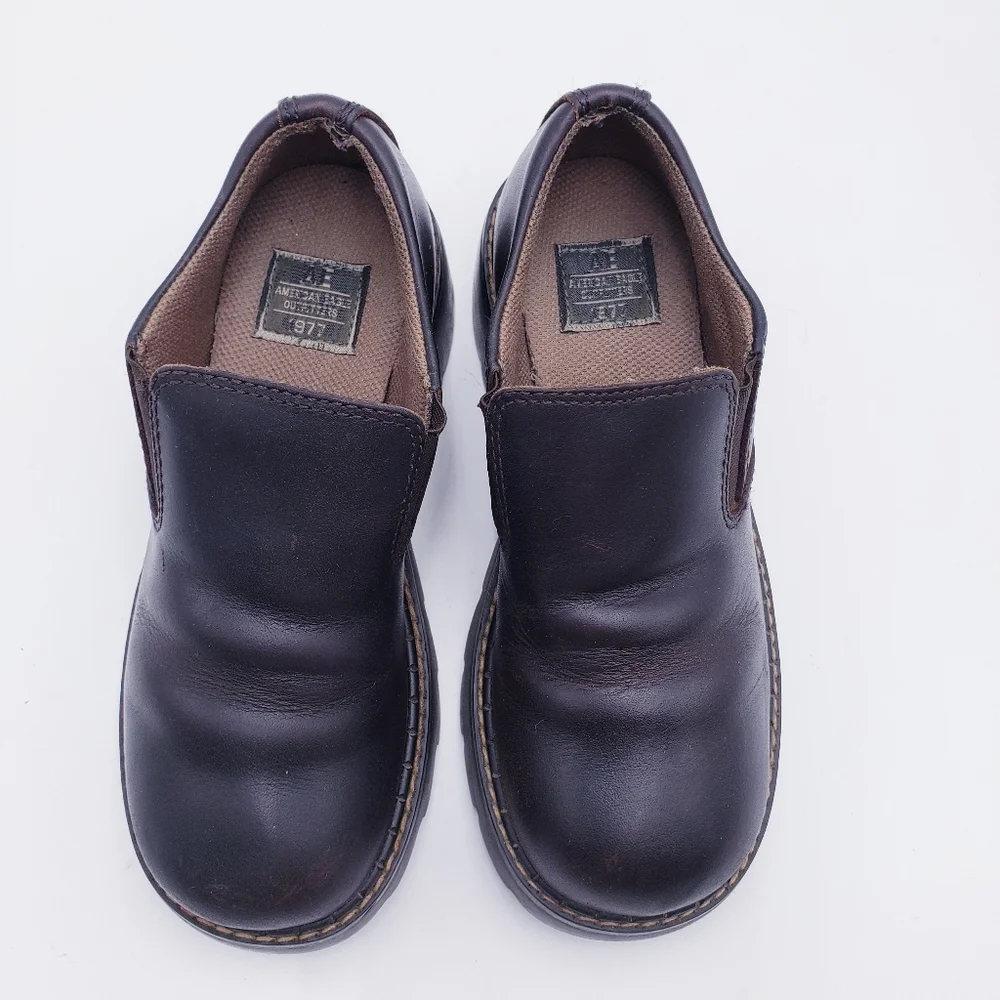 Vintage 90s Y2K American Eagle Leather Chunky Heel Loafer Brown Leather Size 6‎